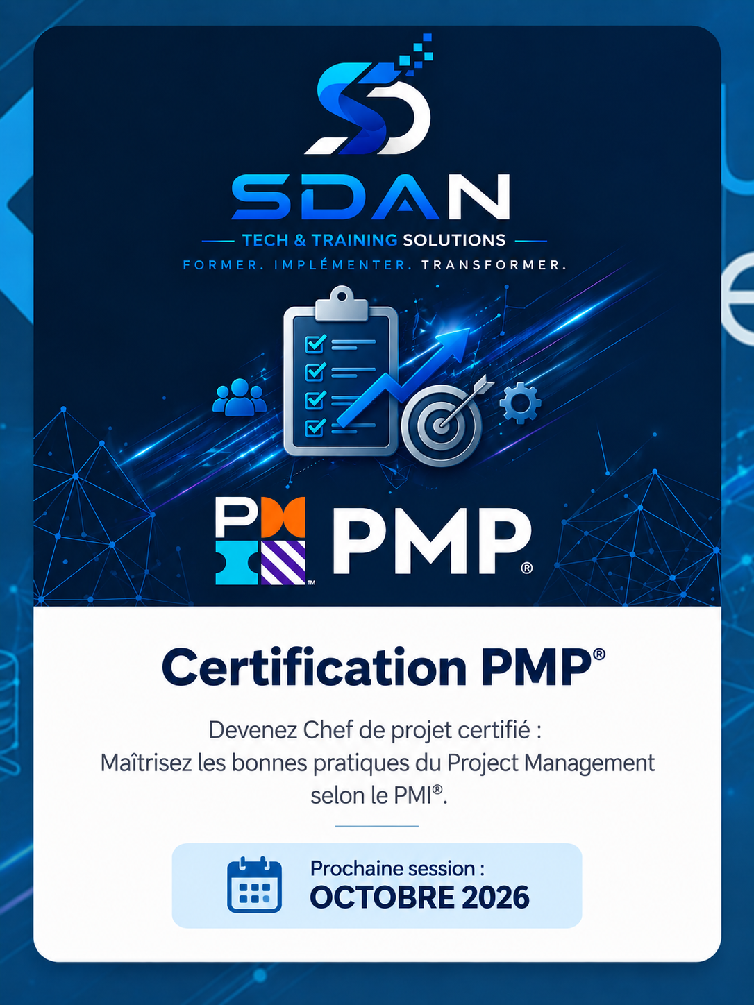 Certification PMP SDAN, prochaine session en octobre 2026